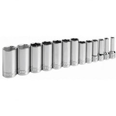SK - 3/8" Drive Deep Socket Set - 1/4 to 1", Inch Measurement Standard - Americas Industrial Supply