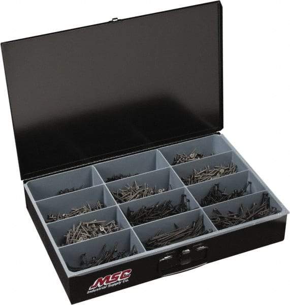 Value Collection - 2,300 Piece, #6 to #8, Steel Fine Thread Drywall Screw Assortment - Phillips Drive, 1 to 3" Long, Grade 2 - Americas Industrial Supply
