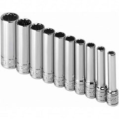 SK - 1/4" Drive Deep Socket Set - 3/16 to 9/16", Inch Measurement Standard - Americas Industrial Supply