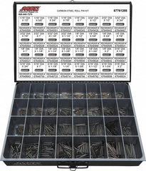 Value Collection - 157 Piece, 1/16 to 3/16" Pin Diam, Spring Pin Assortment - 1/2 to 2" Long, Grade 2 Steel - Americas Industrial Supply