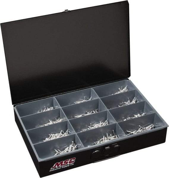 Value Collection - 1,000 Piece, 1/8 to 3/16" Hole Diam, Dome Head, Aluminum Blind Rivet Assortment - 1/8 to 5/8" Length, Aluminum Mandrel - Americas Industrial Supply