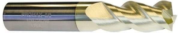 ProMax - 3/8", 2" LOC, 3/8" Shank Diam, 4" OAL, 3 Flute, Solid Carbide Square End Mill - Single End, ZrN Finish, Spiral Flute, 40° Helix, Centercutting, Right Hand Cut, Right Hand Flute, Series 109 - Americas Industrial Supply