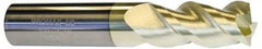ProMax - 3/8", 2" LOC, 3/8" Shank Diam, 4" OAL, 3 Flute, Solid Carbide Square End Mill - Single End, ZrN Finish, Spiral Flute, 40° Helix, Centercutting, Right Hand Cut, Right Hand Flute, Series 109 - Americas Industrial Supply