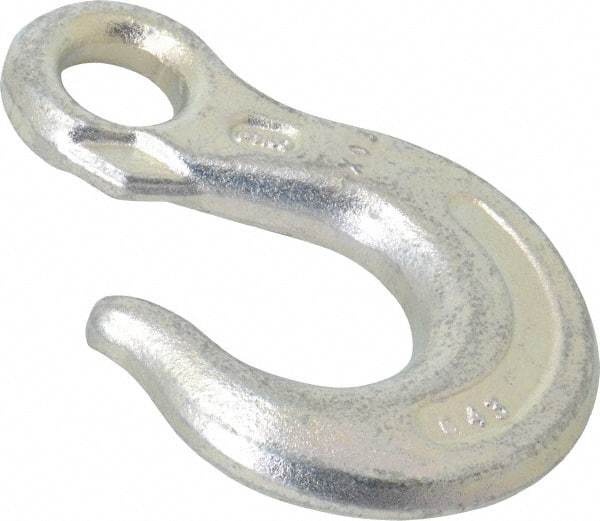 CM - 5,400 Lb Capacity, Chain Grade 43, Carbon Steel Eye Hook - 3-1/4" Reach, 11/16" Eye ID, 3/8" Chain Diam - Americas Industrial Supply