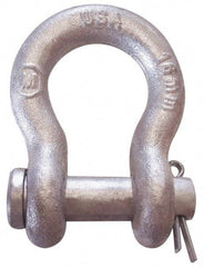 CM - 3/4" Nominal Chain Size, 5 Ton Carbon Steel Loose Anchor Shackle - 3/4" Diam, 7/8" Pin Diam, 2-13/16" High x 1-1/4" Wide Inside Jaw, 1-13/16" Inside Width, 1-3/4" Max Body Thickness - Americas Industrial Supply
