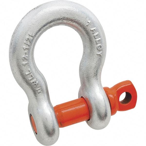 Campbell - 3/4" Nominal Chain Size, 7 Ton Alloy Steel Screw Anchor Shackle - 3/4" Diam, 7/8" Pin Diam, 2-13/16" High x 1-1/4" Wide Inside Jaw, 1-13/16" Inside Width, 1-3/4" Max Body Thickness - Americas Industrial Supply