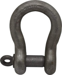 CM - 1-1/2" Nominal Chain Size, 25. Ton Alloy Steel Screw Anchor Shackle - 1-1/2" Diam, 1-5/8" Pin Diam, 5-3/4" High x 2-3/8" Wide Inside Jaw, 3-7/8" Inside Width, 3-1/2" Max Body Thickness - Americas Industrial Supply