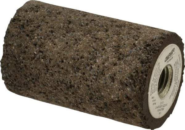 Norton - Type 18, 2" Max Diam, 3" Head Thickness, 20 Grit Square Tip Plug - Zirconia Alumina, Very Coarse Grade, 5/8-11 Shank Thread - Americas Industrial Supply