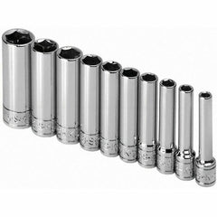 SK - 1/4" Drive Deep Socket Set - 3/16 to 9/16", Inch Measurement Standard - Americas Industrial Supply