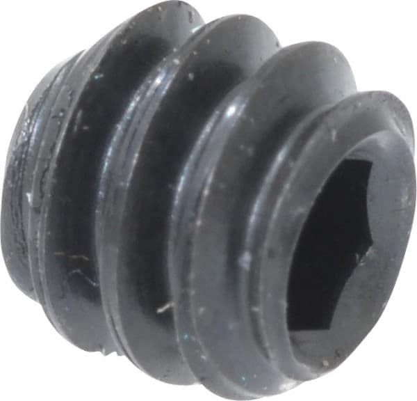 Unbrako - #6-32 UNC, 1/8" OAL, Cup Point Set Screw - Grade 8 Alloy Steel, 1/16" Key - Americas Industrial Supply