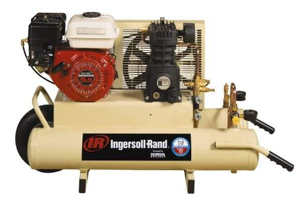 Ingersoll-Rand - 5.5 HP Stationary Gas Air Compressor - Honda Engine, Horizontal Configuration, Twin 8 Gallon, 11.8 CFM, 135 Max psi - Americas Industrial Supply