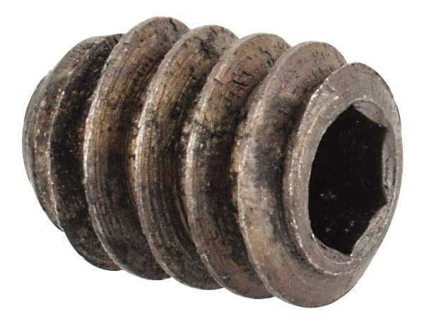 Unbrako - #10-24 UNC, 1/4" OAL, Cup Point Set Screw - Grade 8 Alloy Steel, 3/32" Key - Americas Industrial Supply