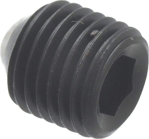 Unbrako - 3/8-24 UNF, 3/8" OAL, Cup Point Set Screw - Grade 8 Alloy Steel, 3/16" Key - Americas Industrial Supply