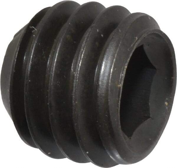 Unbrako - 7/16-14 UNC, 3/8" OAL, Cup Point Set Screw - Grade 8 Alloy Steel, 7/32" Key - Americas Industrial Supply