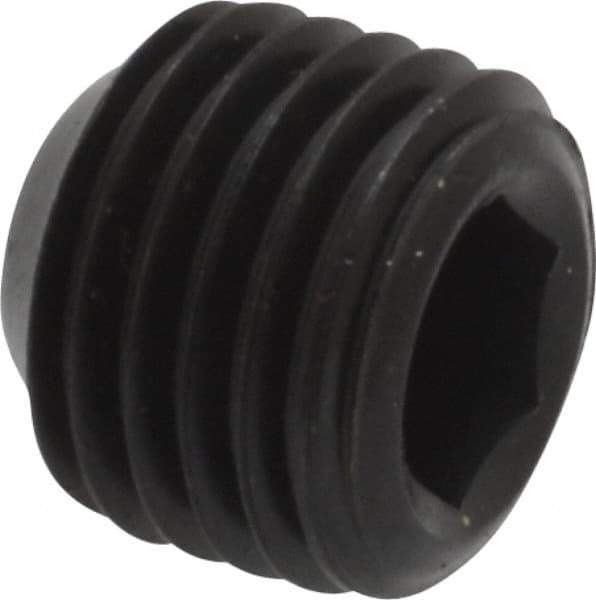 Unbrako - 7/16-20 UNF, 3/8" OAL, Cup Point Set Screw - Grade 8 Alloy Steel, 7/32" Key - Americas Industrial Supply