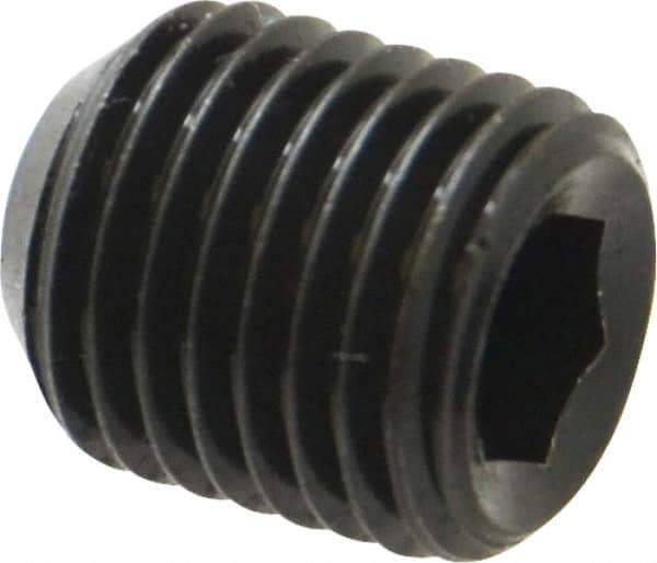 Unbrako - 7/16-20 UNF, 1/2" OAL, Cup Point Set Screw - Grade 8 Alloy Steel, 7/32" Key - Americas Industrial Supply