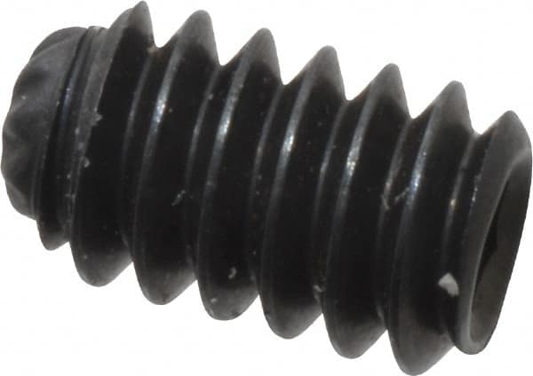 Unbrako - #4-40 UNC, 3/16" OAL, Knurled Cup Point Set Screw - Grade 8 Alloy Steel, 1/2" Key - Americas Industrial Supply