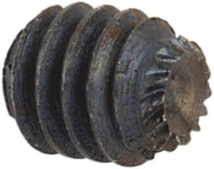 Unbrako - #4-48 UNF, 1/8" OAL, Knurled Cup Point Set Screw - Grade 8 Alloy Steel, 1/2" Key - Americas Industrial Supply