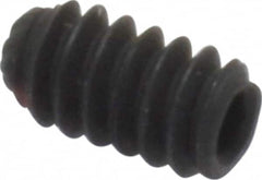 Unbrako - #6-32 UNC, 1/4" OAL, Knurled Cup Point Set Screw - Grade 8 Alloy Steel, 1/16" Key - Americas Industrial Supply