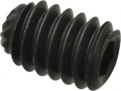 Unbrako - #8-32 UNC, 1/4" OAL, Knurled Cup Point Set Screw - Grade 8 Alloy Steel, 5/64" Key - Americas Industrial Supply