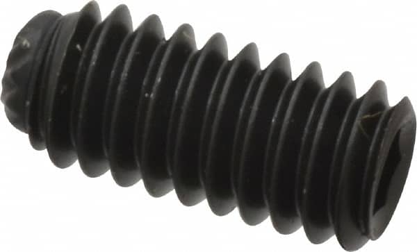 Unbrako - #8-32 UNC, 3/8" OAL, Knurled Cup Point Set Screw - Grade 8 Alloy Steel, 5/64" Key - Americas Industrial Supply