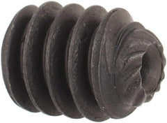 Unbrako - #10-24 UNC, 1/4" OAL, Knurled Cup Point Set Screw - Grade 8 Alloy Steel, 3/32" Key - Americas Industrial Supply