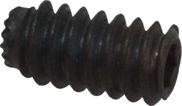 Unbrako - #10-24 UNC, 3/8" OAL, Knurled Cup Point Set Screw - Grade 8 Alloy Steel, 3/32" Key - Americas Industrial Supply