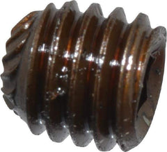 Unbrako - #10-32 UNF, 3/16" OAL, Knurled Cup Point Set Screw - Grade 8 Alloy Steel, 3/32" Key - Americas Industrial Supply