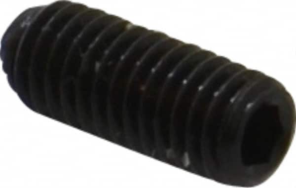 Unbrako - #10-32 UNF, 1/2" OAL, Knurled Cup Point Set Screw - Grade 8 Alloy Steel, 3/32" Key - Americas Industrial Supply