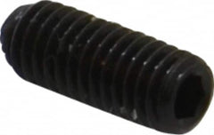 Unbrako - #10-32 UNF, 1/2" OAL, Knurled Cup Point Set Screw - Grade 8 Alloy Steel, 3/32" Key - Americas Industrial Supply