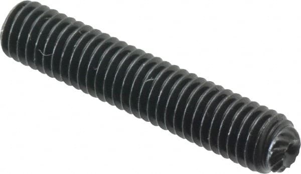 Unbrako - #10-32 UNF, 1" OAL, Knurled Cup Point Set Screw - Grade 8 Alloy Steel, 3/32" Key - Americas Industrial Supply
