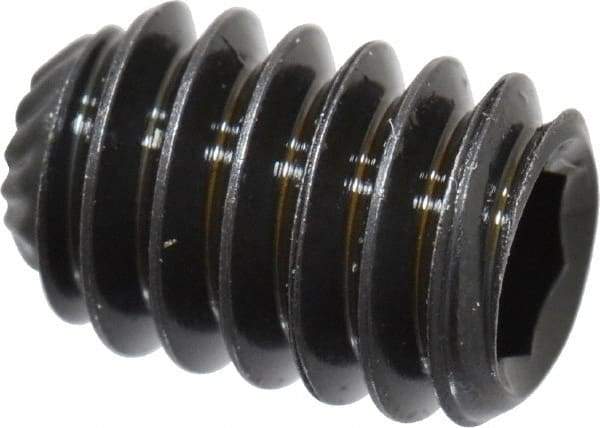Unbrako - 1/4-20 UNC, 3/8" OAL, Knurled Cup Point Set Screw - Grade 8 Alloy Steel, 1/8" Key - Americas Industrial Supply
