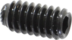 Unbrako - 1/4-20 UNC, 1/2" OAL, Knurled Cup Point Set Screw - Grade 8 Alloy Steel, 1/8" Key - Americas Industrial Supply