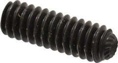 Unbrako - 1/4-20 UNC, 3/4" OAL, Knurled Cup Point Set Screw - Grade 8 Alloy Steel, 1/8" Key - Americas Industrial Supply