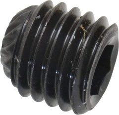 Unbrako - 1/4-28 UNF, 1/4" OAL, Knurled Cup Point Set Screw - Grade 8 Alloy Steel, 1/8" Key - Americas Industrial Supply
