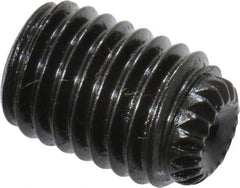 Unbrako - 1/4-28 UNF, 3/8" OAL, Knurled Cup Point Set Screw - Grade 8 Alloy Steel, 1/8" Key - Americas Industrial Supply