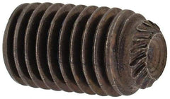 Unbrako - 1/4-28 UNF, 7/16" OAL, Knurled Cup Point Set Screw - Grade 8 Alloy Steel, 1/8" Key - Americas Industrial Supply