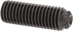 Unbrako - 1/4-28 UNF, 3/4" OAL, Knurled Cup Point Set Screw - Grade 8 Alloy Steel, 1/8" Key - Americas Industrial Supply