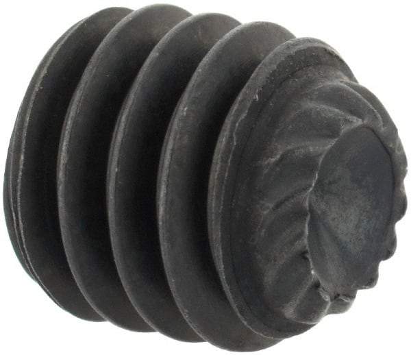 Unbrako - 5/16-18 UNC, 5/16" OAL, Knurled Cup Point Set Screw - Grade 8 Alloy Steel, 5/32" Key - Americas Industrial Supply