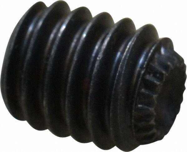 Unbrako - 5/16-18 UNC, 3/8" OAL, Knurled Cup Point Set Screw - Grade 8 Alloy Steel, 5/32" Key - Americas Industrial Supply
