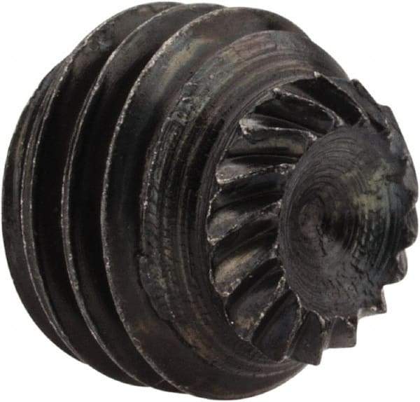 Unbrako - 5/16-24 UNF, 1/4" OAL, Knurled Cup Point Set Screw - Grade 8 Alloy Steel, 5/32" Key - Americas Industrial Supply
