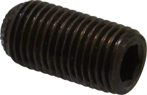 Unbrako - 3/8-24 UNF, 3/4" OAL, Knurled Cup Point Set Screw - Grade 8 Alloy Steel, 3/16" Key - Americas Industrial Supply