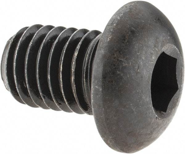 Made in USA - 1/2-13 UNC Hex Socket Drive, Button Screw - Alloy Steel, Black Oxide Finish, Fully Threaded, 3/4" Length Under Head - Americas Industrial Supply