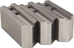 H & R Manufacturing - 1.5mm x 60° Serrated Attachment, Square Soft Lathe Chuck Jaw - 3 Jaws, Steel, 1.181" Btw Mount Hole Ctrs, 5" Long x 1-3/4" Wide x 2-1/2" High, 0.63" Groove, 12mm Fastener - Americas Industrial Supply