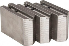 H & R Manufacturing - 1.5mm x 60° Serrated Attachment, Square Soft Lathe Chuck Jaw - 3 Jaws, Steel, 1.181" Btw Mount Hole Ctrs, 5" Long x 1-3/4" Wide x 3-1/2" High, 0.63" Groove, 12mm Fastener - Americas Industrial Supply