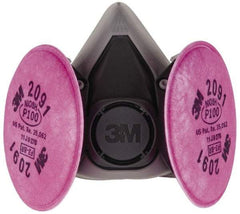 3M - Size M, P100 NIOSH Filter Rating, Thermoplastic Elastomer, Half Mask Facepiece Respirator Assembly - Protection from Oil and Non-Oil Based Particles, 2 Point Suspension - Americas Industrial Supply