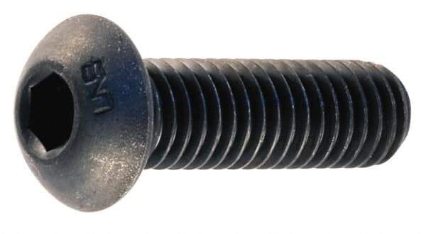 Unbrako - M8x1.25 Metric Coarse Hex Socket Drive, Button Screw - Alloy Steel, Black Oxide Finish, 20mm Length Under Head - Americas Industrial Supply