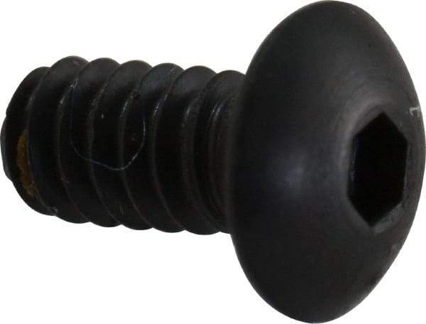 Unbrako - #4-40 UNC Hex Socket Drive, Button Screw - Alloy Steel, Black Oxide Finish, 1/4" Length Under Head - Americas Industrial Supply
