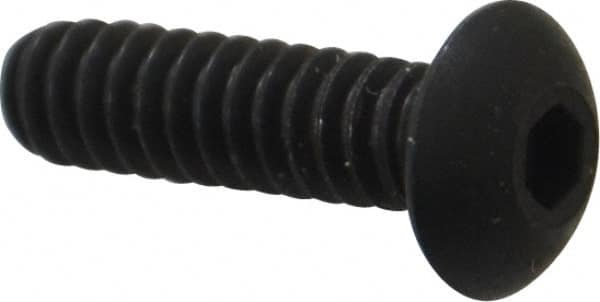 Unbrako - #6-32 UNC Hex Socket Drive, Button Screw - Alloy Steel, Black Oxide Finish, 1/2" Length Under Head - Americas Industrial Supply