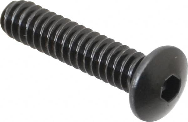 Unbrako - #6-32 UNC Hex Socket Drive, Button Screw - Alloy Steel, Black Oxide Finish, 5/8" Length Under Head - Americas Industrial Supply